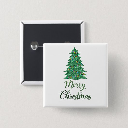 Frohe Weihnachten - grüner Glitzer Button (Vorne & Hinten)