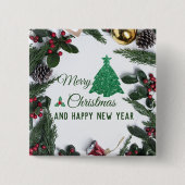 Frohe Weihnachten - grüner Glitzer Button (Vorderseite)