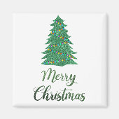 Frohe Weihnachten - grüner Glitzer Magnet (Vorne)