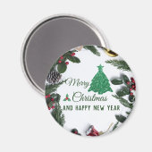 Frohe Weihnachten - grüner Glitzer Magnet (Vorderseite/Rückseite)