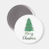 Frohe Weihnachten - grüner Glitzer Magnet (Vorderseite/Rückseite)