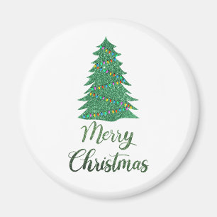 Frohe Weihnachten - grüner Glitzer Magnet