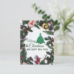 Frohe Weihnachten - grüner Glitzer Postkarte