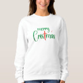 Frohe Weihnachten Grüner Glitzer Rotes Christliche Sweatshirt (Vorderseite)