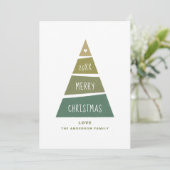 Frohe Weihnachten. Grüner, moderner Baum Feiertagskarte (Stehend Vorderseite)