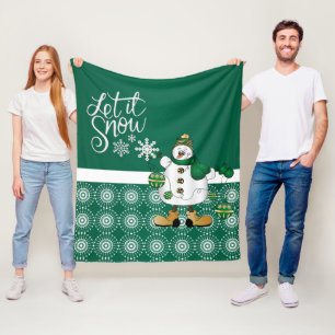 Frohe Weihnachten Grüner Snowman Fleecedecke