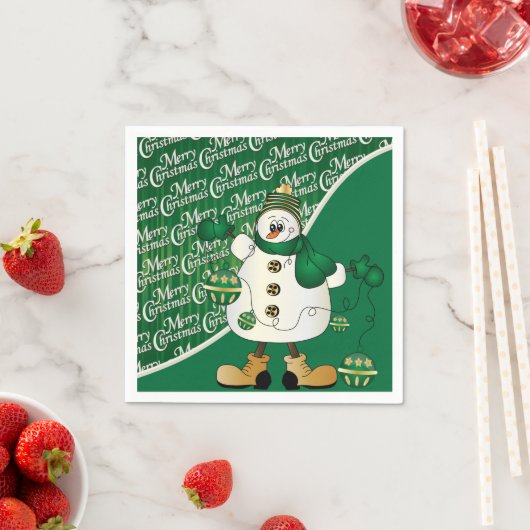 Frohe Weihnachten Grüner Snowman Serviette (Beispiel)