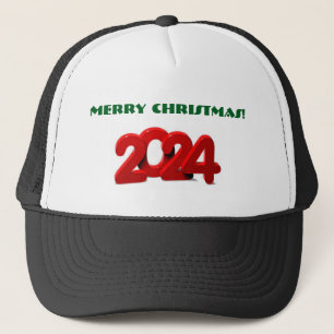 Frohe Weihnachten Grüner Text 2024 Roter Text Stil Truckerkappe