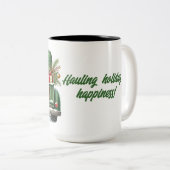 Frohe Weihnachten Grüner Vintager LKW Zweifarbige Tasse (VorderseiteRechts)