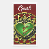 Frohe Weihnachten Grünes Herz Serviette (Vorderseite)