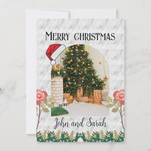 Frohe Weihnachten Grünpflanzen Foliage Bogen Foto  (Vorderseite)