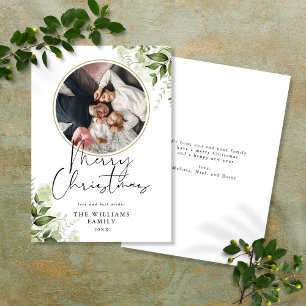 Frohe Weihnachten Grünpflanzen Goldener Ring Foto