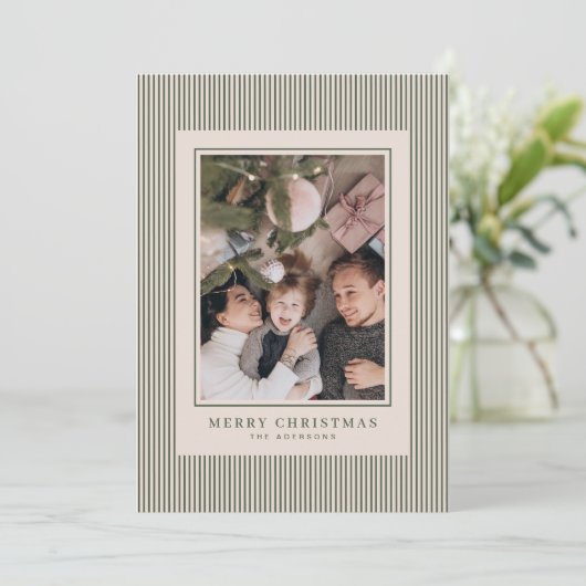 Frohe Weihnachten Grünstreifen Foto Personalisiert (Stehend Vorderseite)