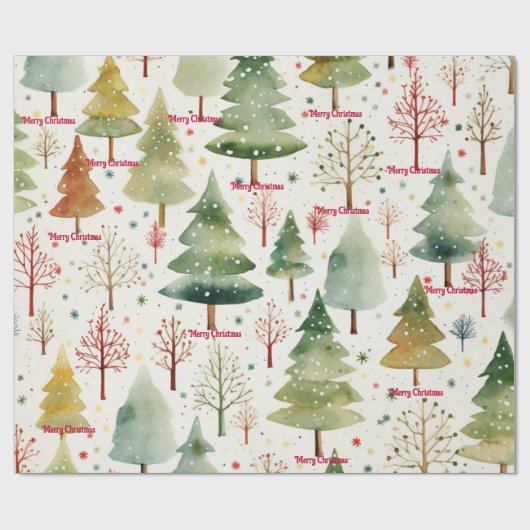 Frohe Weihnachten Grünwälder der Saison Bäume Geschenkpapier (Flach)