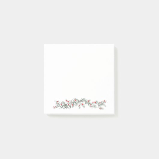 Frohe Weihnachten Gruß Misteloe und Kiefernkranz Post-it Klebezettel (Vorderseite)