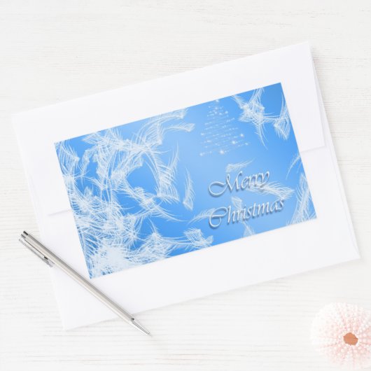 Frohe Weihnachten. Gruß. Rechteckiger Aufkleber (Umschlag)