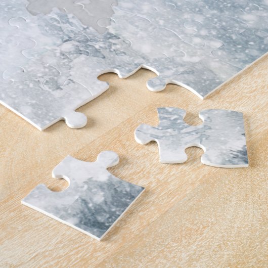 Frohe Weihnachten Gruß Winter Storm Pines Puzzle (Seite)