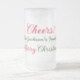 Frohe Weihnachten Grüße Familienname Text Foto hin Mattglas Bierglas