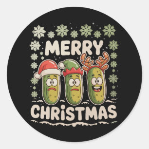 Frohe Weihnachten Gurkenliebhaber Weihnachtsbeleuc Runder Aufkleber