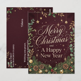 Frohe Weihnachten Gutes Neues Jahr Feiertags Rot Postkarte