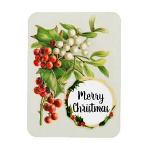 Frohe Weihnachten Hagebutten Vintage-Geschenkmagne Magnet