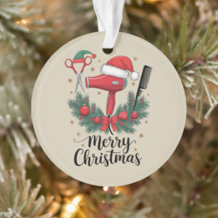 Frohe Weihnachten Hairstylist Friseur Xmas Haare  Ornament