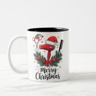 Frohe Weihnachten Hairstylist Friseur Xmas Haare  Zweifarbige Tasse