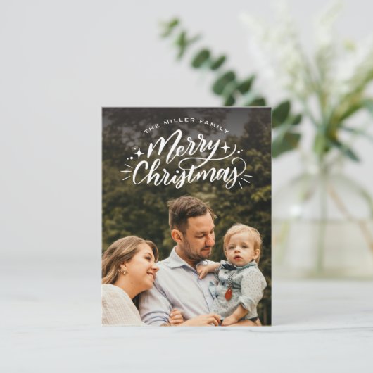 Frohe Weihnachten handgeschriebenes Foto (Stehend Vorderseite)