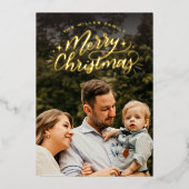 Frohe Weihnachten handgeschriebenes Foto Folien Feiertagskarte (Vorderseite)