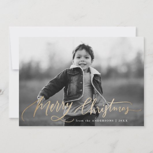 Frohe Weihnachten handgeschriebenes Gold Script-Fo (Vorderseite)