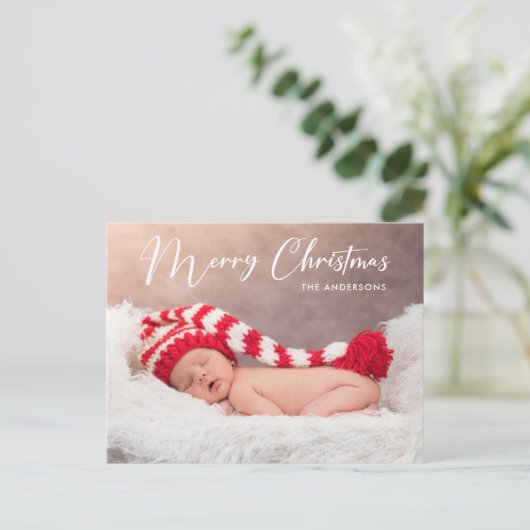 Frohe Weihnachten handgeschriebenes Script Foto Ho (Stehend Vorderseite)