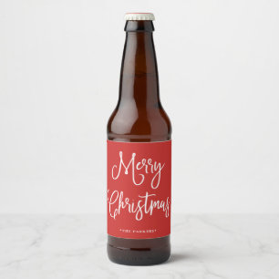 Frohe Weihnachten Handgeschriebenes Skript auf R Bierflaschenetikett