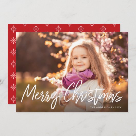 Frohe Weihnachten handgeschriebenes White Script-F (Vorne/Hinten)