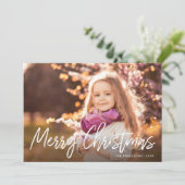 Frohe Weihnachten handgeschriebenes White Script-F (Stehend Vorderseite)