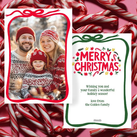 Frohe Weihnachten handGezeichnet Bow CUSTOM FOTO