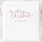 Frohe Weihnachten Handschrift in rot Rechteckiger Aufkleber (Tasche)
