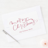 Frohe Weihnachten Handschrift in rot Rechteckiger Aufkleber (Umschlag)