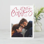 Frohe Weihnachten Handschrift in rotem Foto (Stehend Vorderseite)