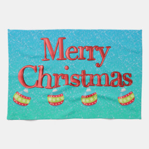 Frohe Weihnachten Hangball-Ornamente Geschirrtuch