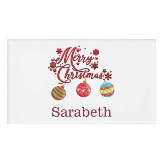 Frohe Weihnachten Hanging Ornaments Custom Namenschild (Vorderseite)