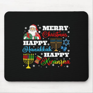 Frohe Weihnachten Hanukkah Kwanzaa jüdischer Afro  Mousepad