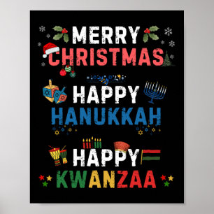 Frohe Weihnachten Happy Hanukkah Happy Kwanzaa 10 Poster