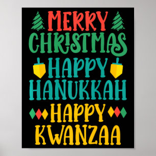 Frohe Weihnachten Happy Hanukkah Happy Kwanzaa 11 Poster