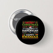 Frohe Weihnachten Happy Hanukkah Happy Kwanzaa 12 Button (Vorne & Hinten)