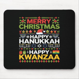 Frohe Weihnachten Happy Hanukkah Happy Kwanzaa 12 Mousepad