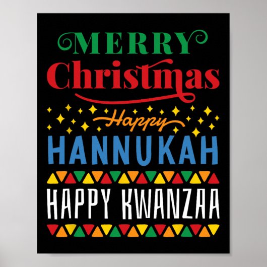 Frohe Weihnachten Happy Hanukkah Happy Kwanzaa 14 Poster (Vorne)