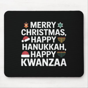 Frohe Weihnachten Happy Hanukkah Happy Kwanzaa 15 Mousepad