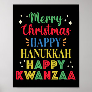 Frohe Weihnachten Happy Hanukkah Happy Kwanzaa 15 Poster