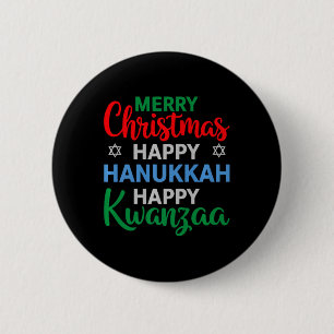 Frohe Weihnachten Happy Hanukkah Happy Kwanzaa 16 Button