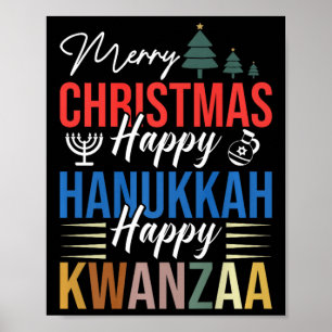 Frohe Weihnachten Happy Hanukkah Happy Kwanzaa 17 Poster